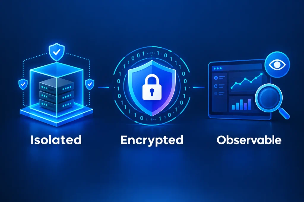 Isolated, encrypted and observable